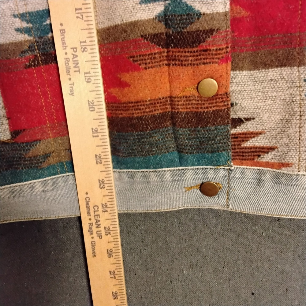 Polagram Womens M Southwestern Tapestry Denim Jacket Aztec Print Mixed Media - Picture 7 of 8